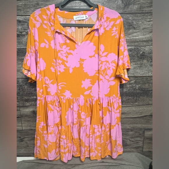 Petal & Pup Pink and Orange Floral Tunic - Picture 1 of 6